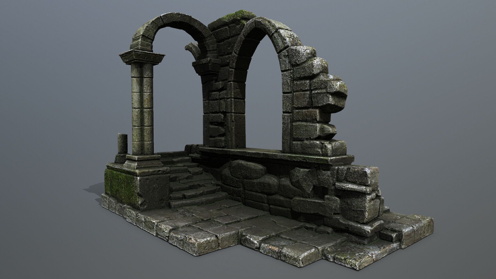 Ruin Gate Low-poly 3D model_1