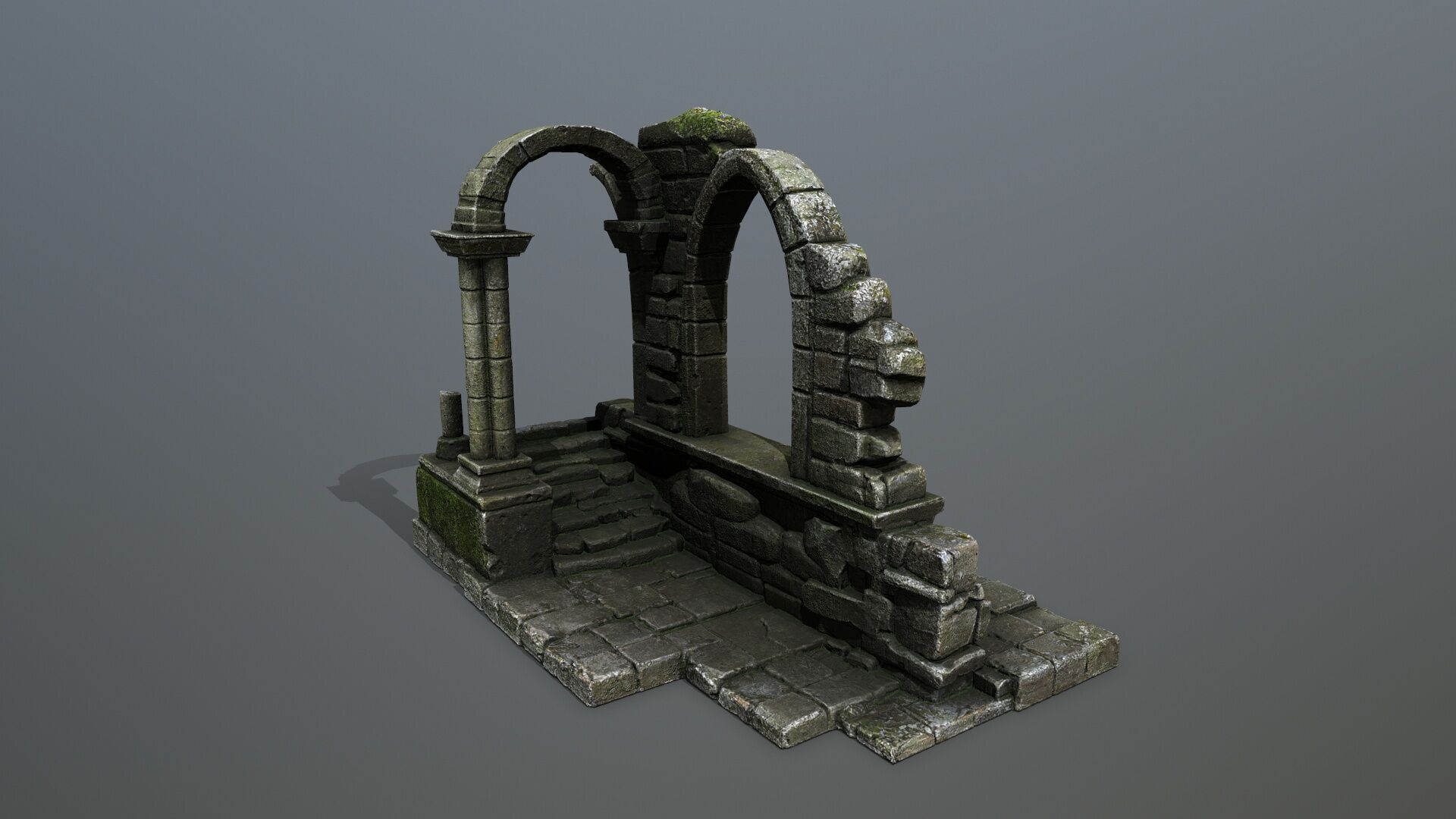 Ruin Gate Low-poly 3D model_10