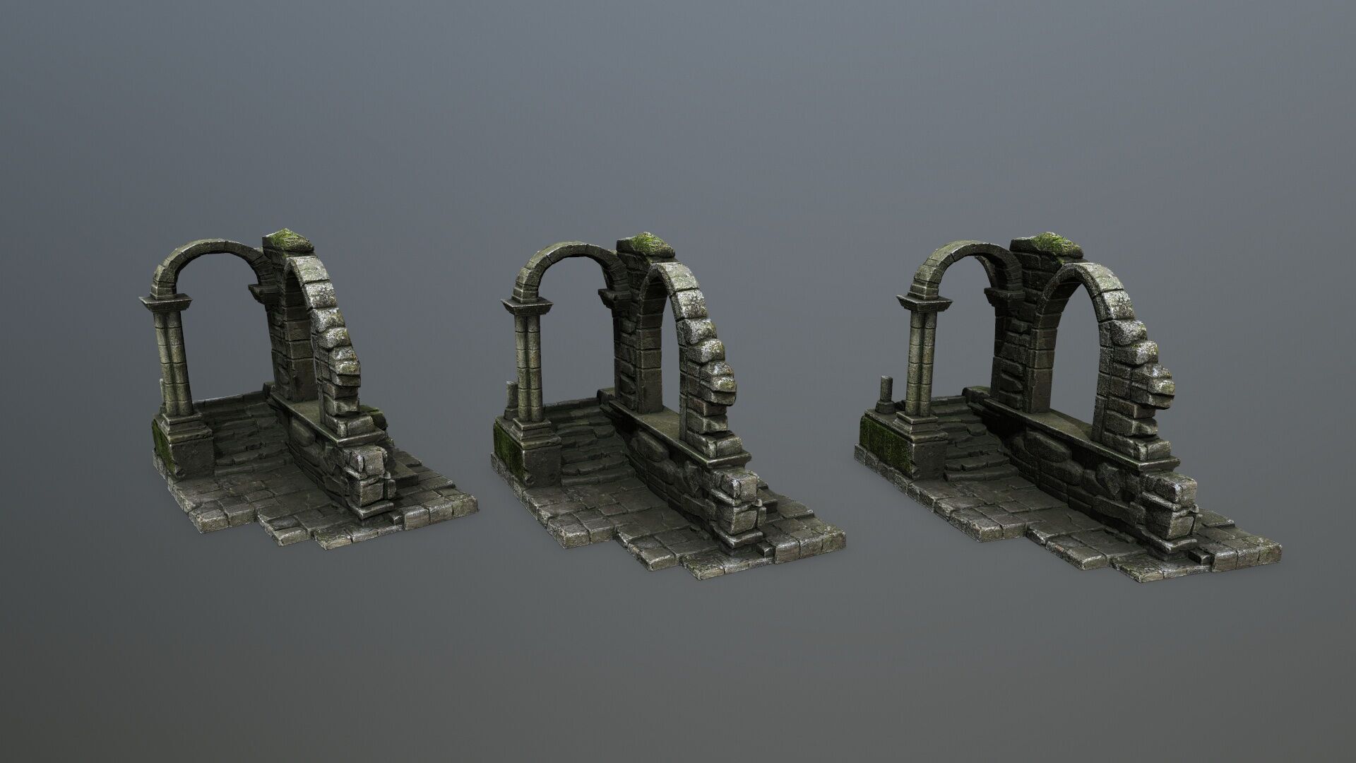 Ruin Gate Low-poly 3D model_12