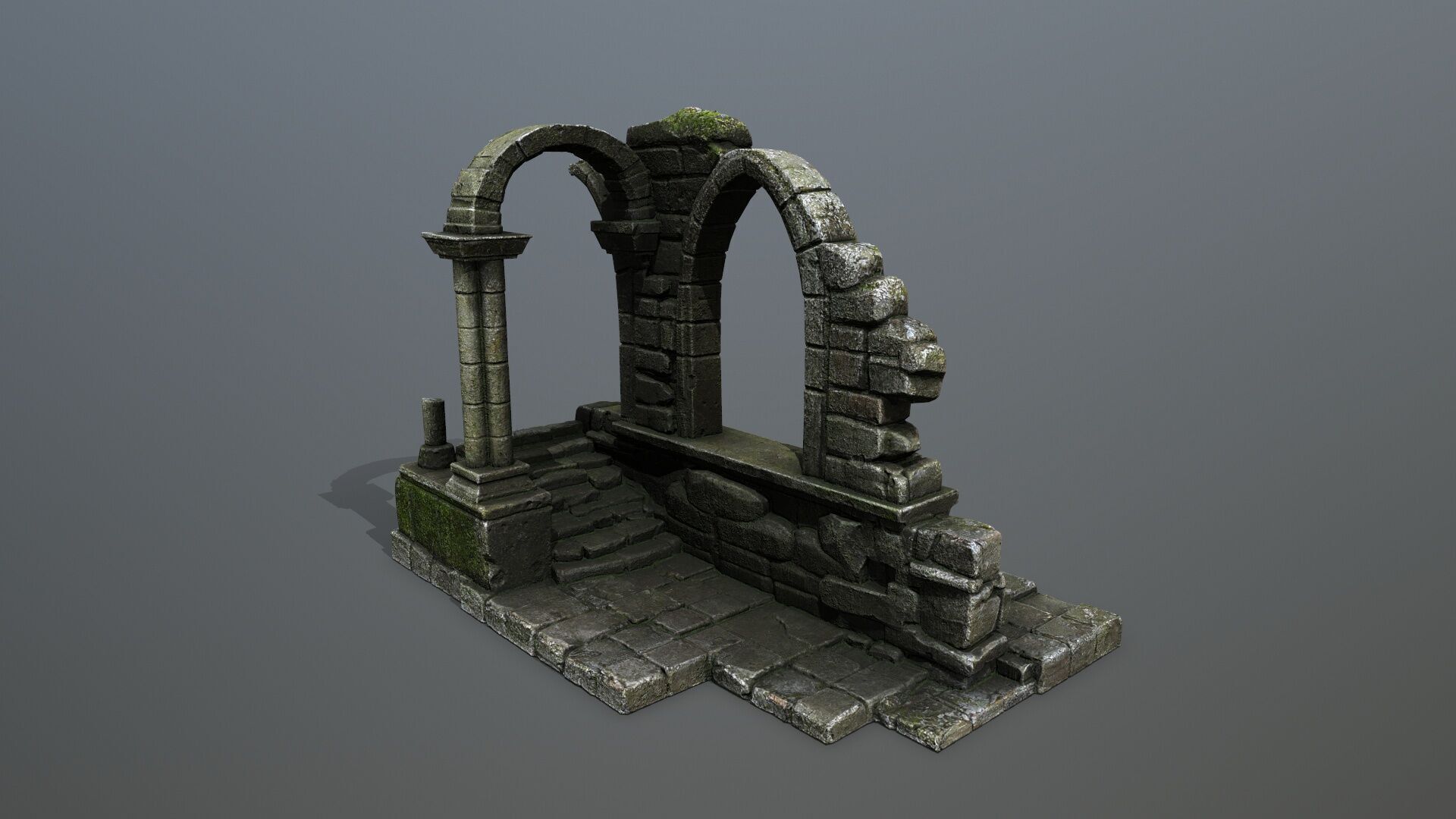 Ruin Gate Low-poly 3D model_2