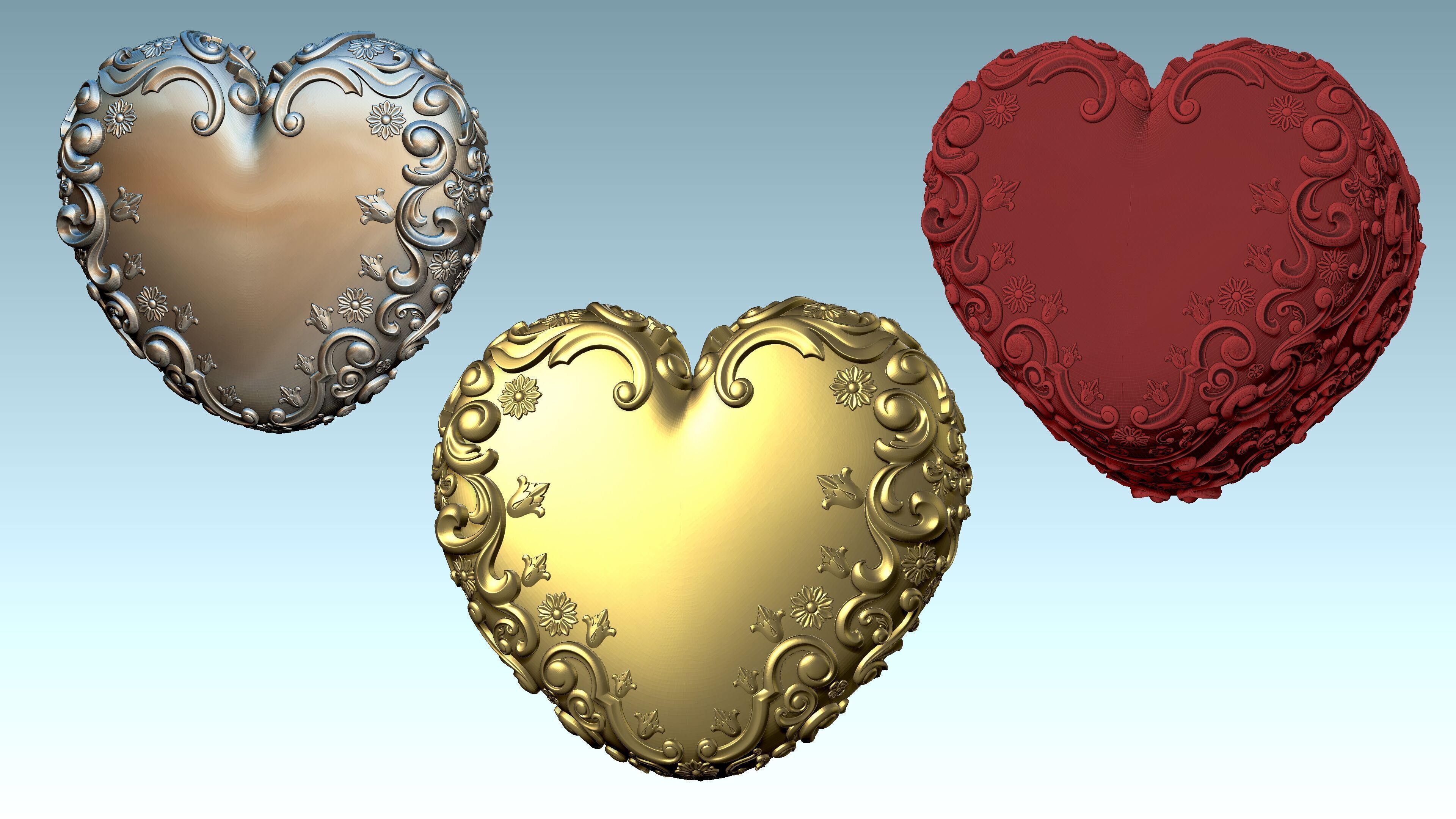 Heart Shaped Art Nouveau Jewelry Box 3D Printable 3D print model_3