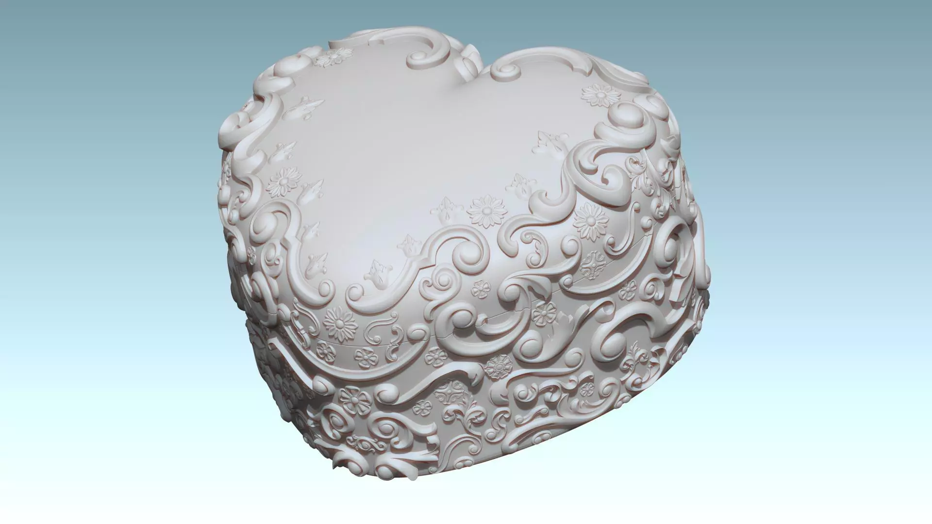 Heart Shaped Art Nouveau Jewelry Box 3D Printable 3D print model_0