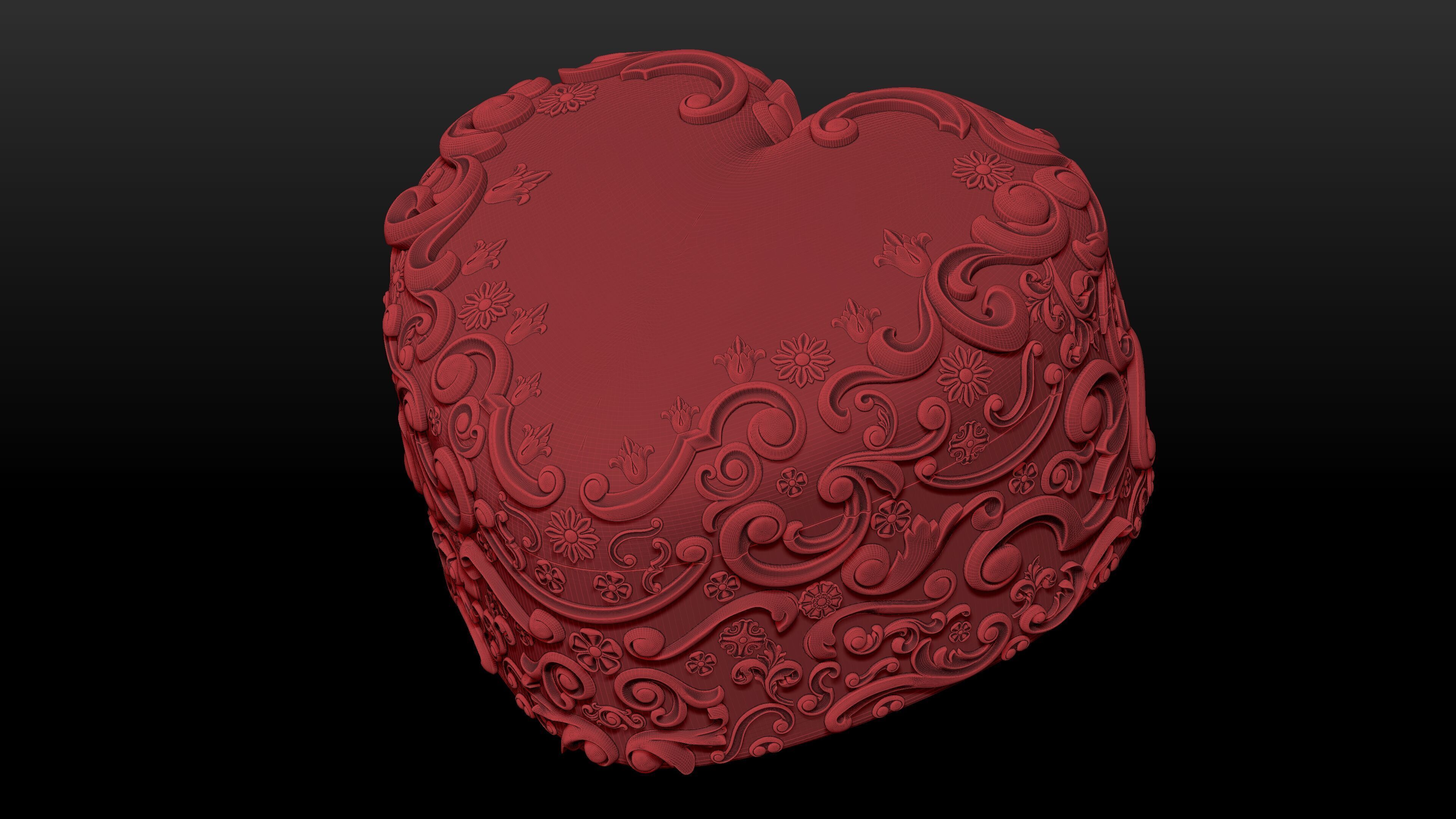 Heart Shaped Art Nouveau Jewelry Box 3D Printable 3D print model_6