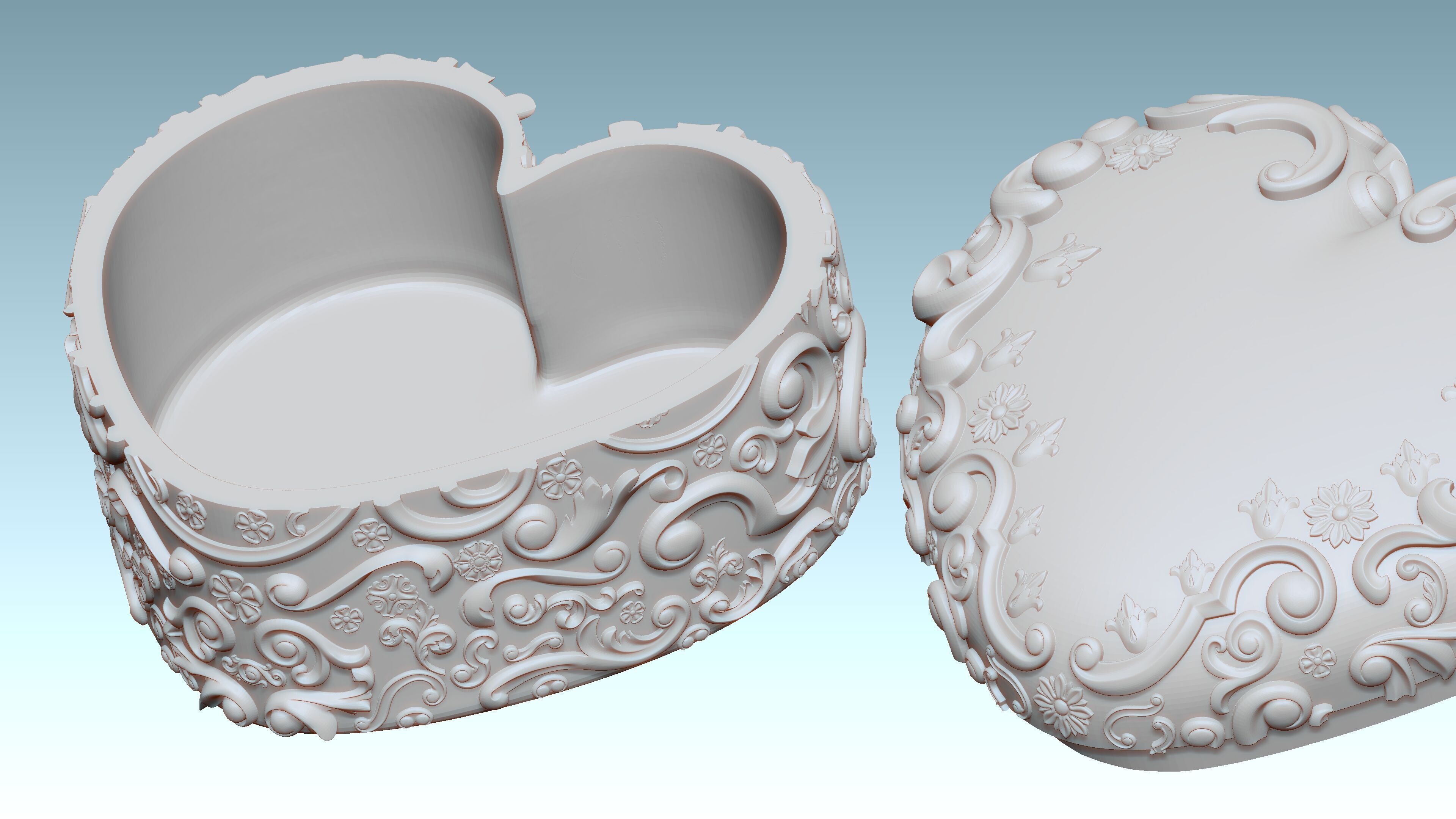 Heart Shaped Art Nouveau Jewelry Box 3D Printable 3D print model_1