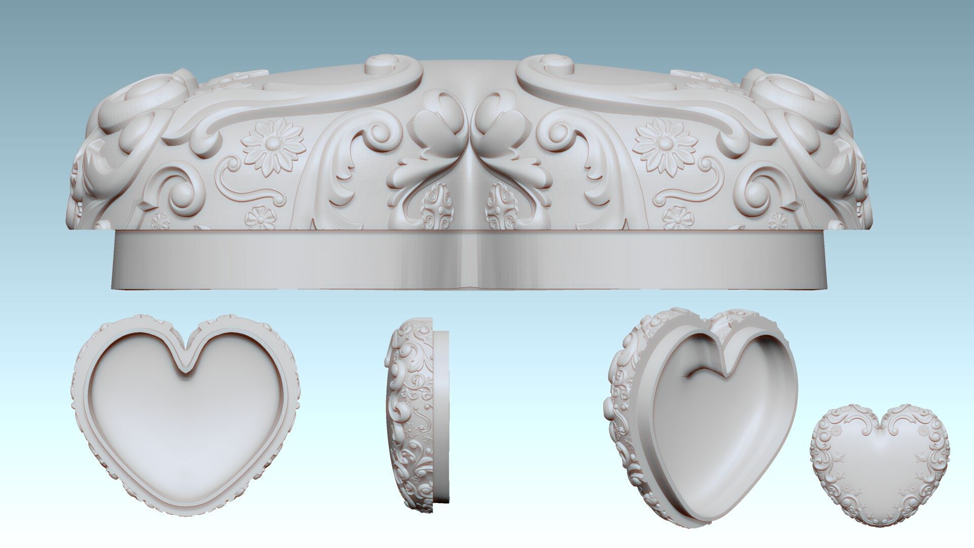 Heart Shaped Art Nouveau Jewelry Box 3D Printable 3D print model_2