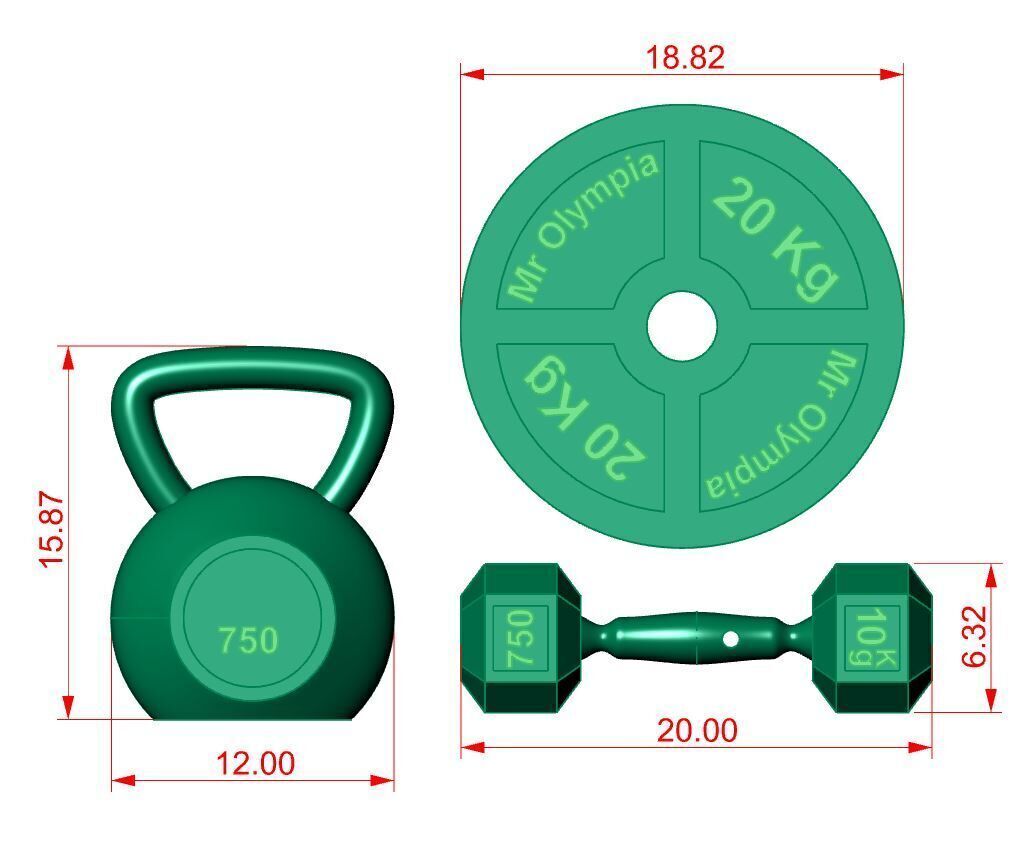 dumbbells 3D print model_3