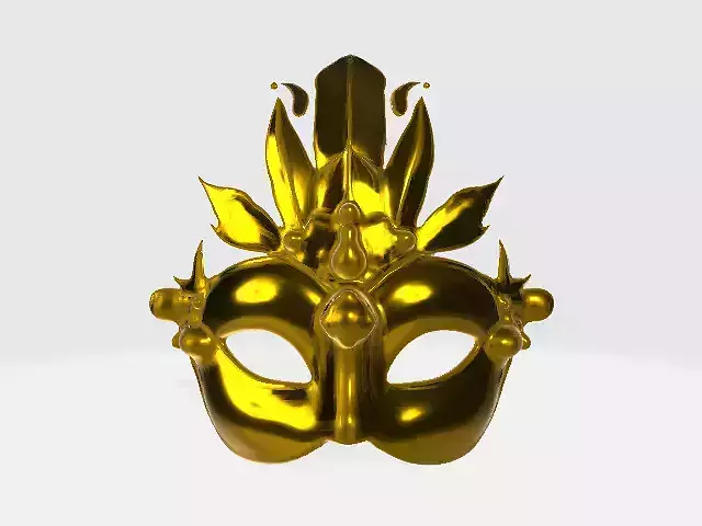 Golden Venetian Mask  Low-poly 3D model