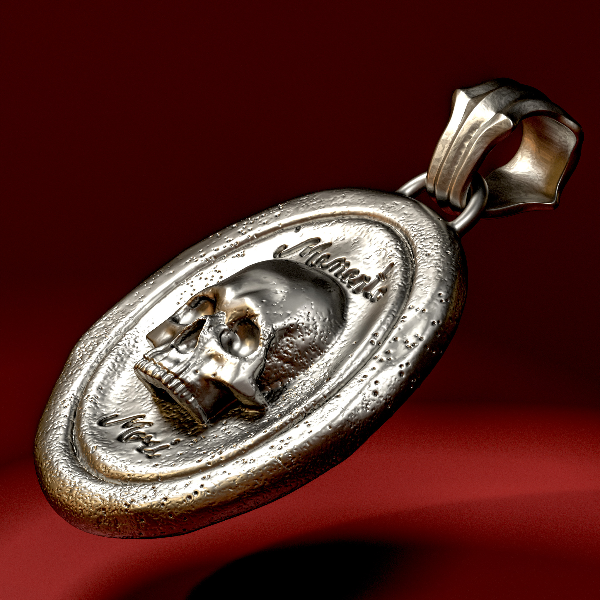Memento Mori Skull Pendant CAD 3D print model_1