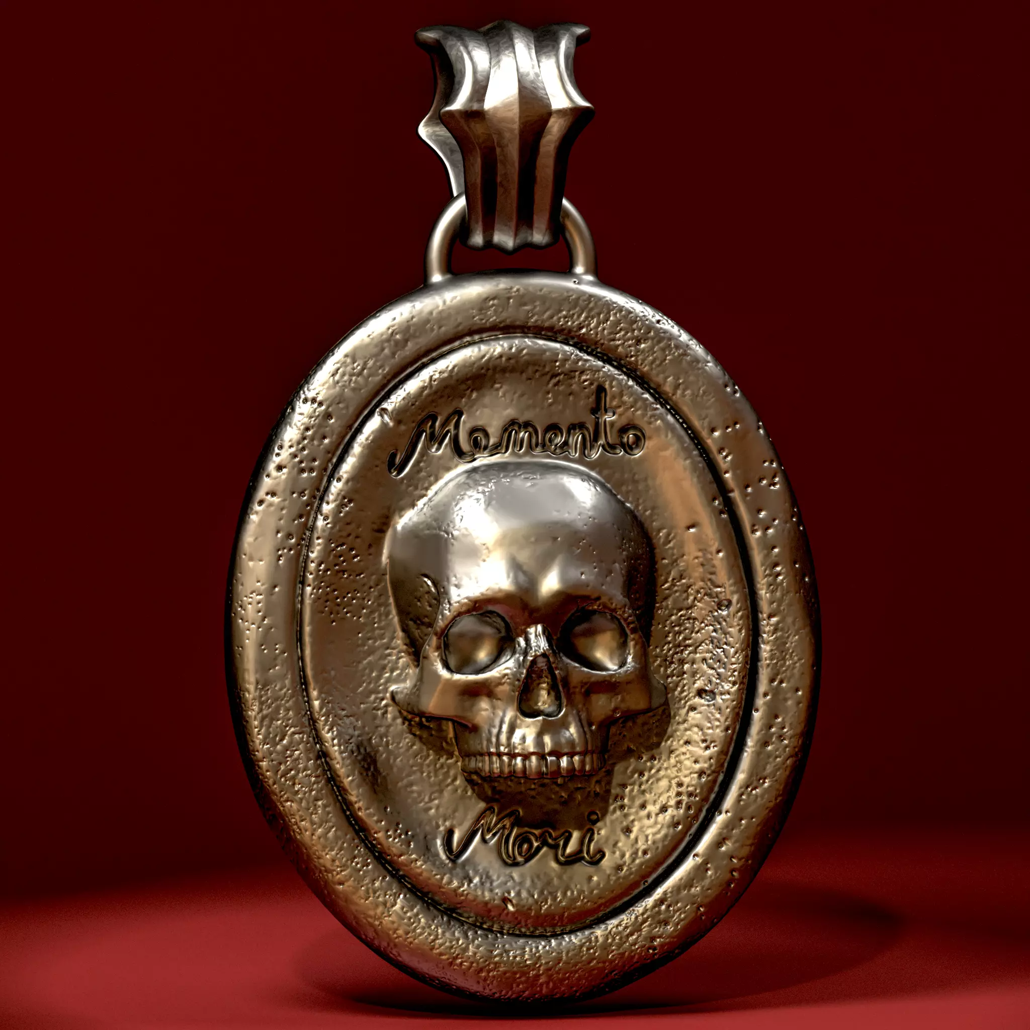 Memento Mori Skull Pendant CAD 3D print model_0