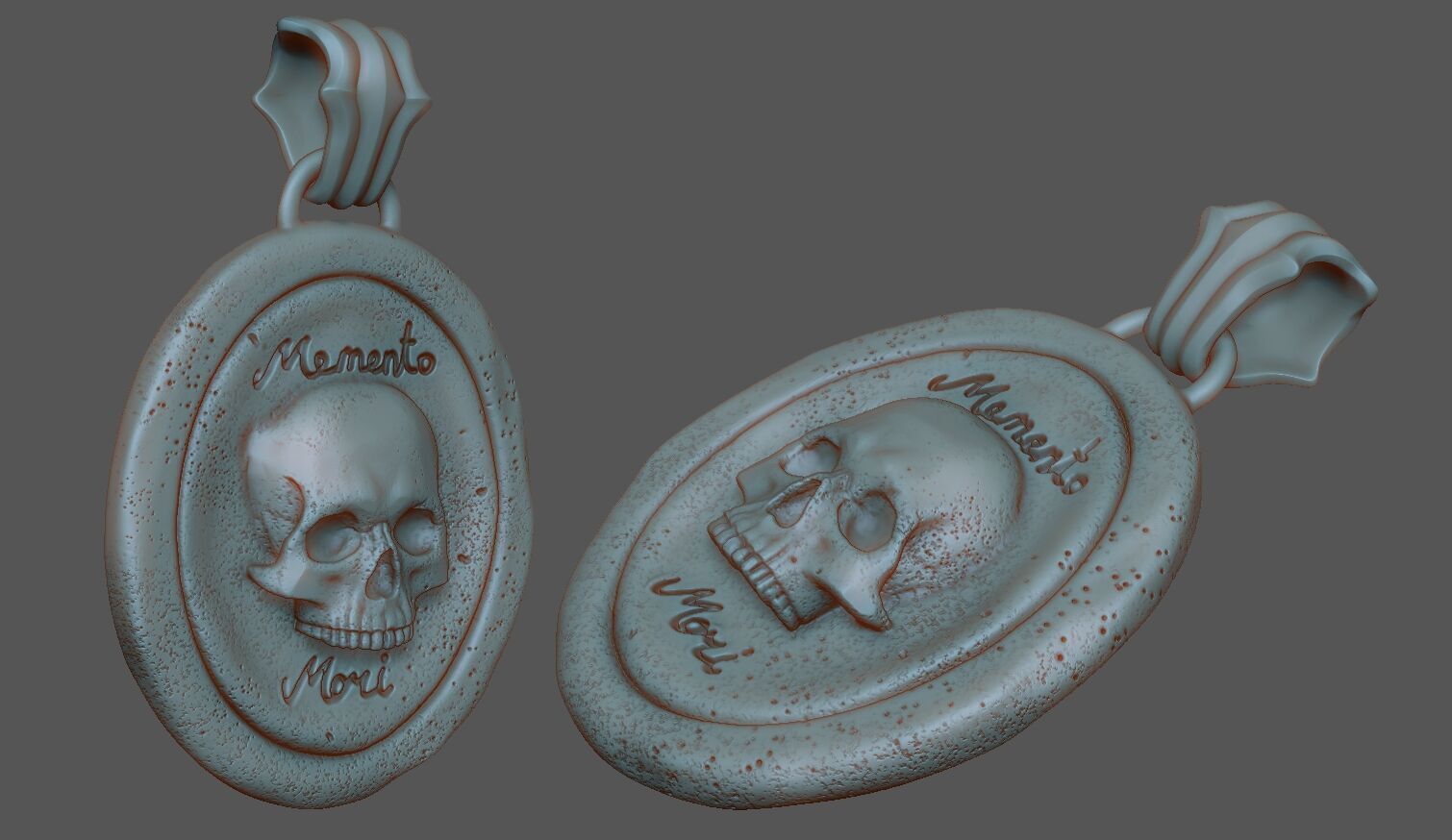 Memento Mori Skull Pendant CAD 3D print model_5