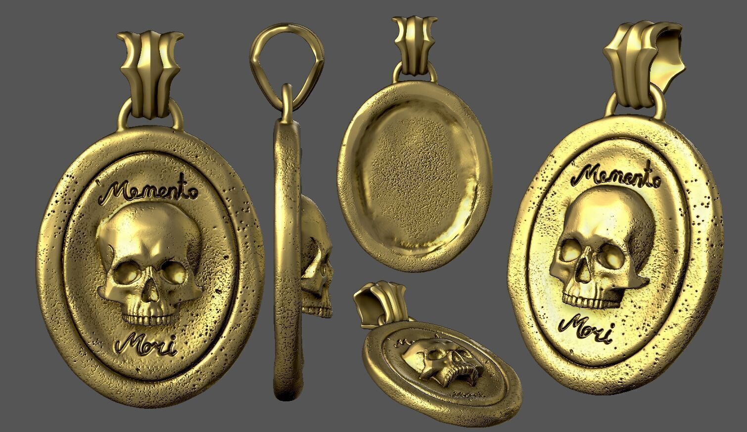 Memento Mori Skull Pendant CAD 3D print model_6
