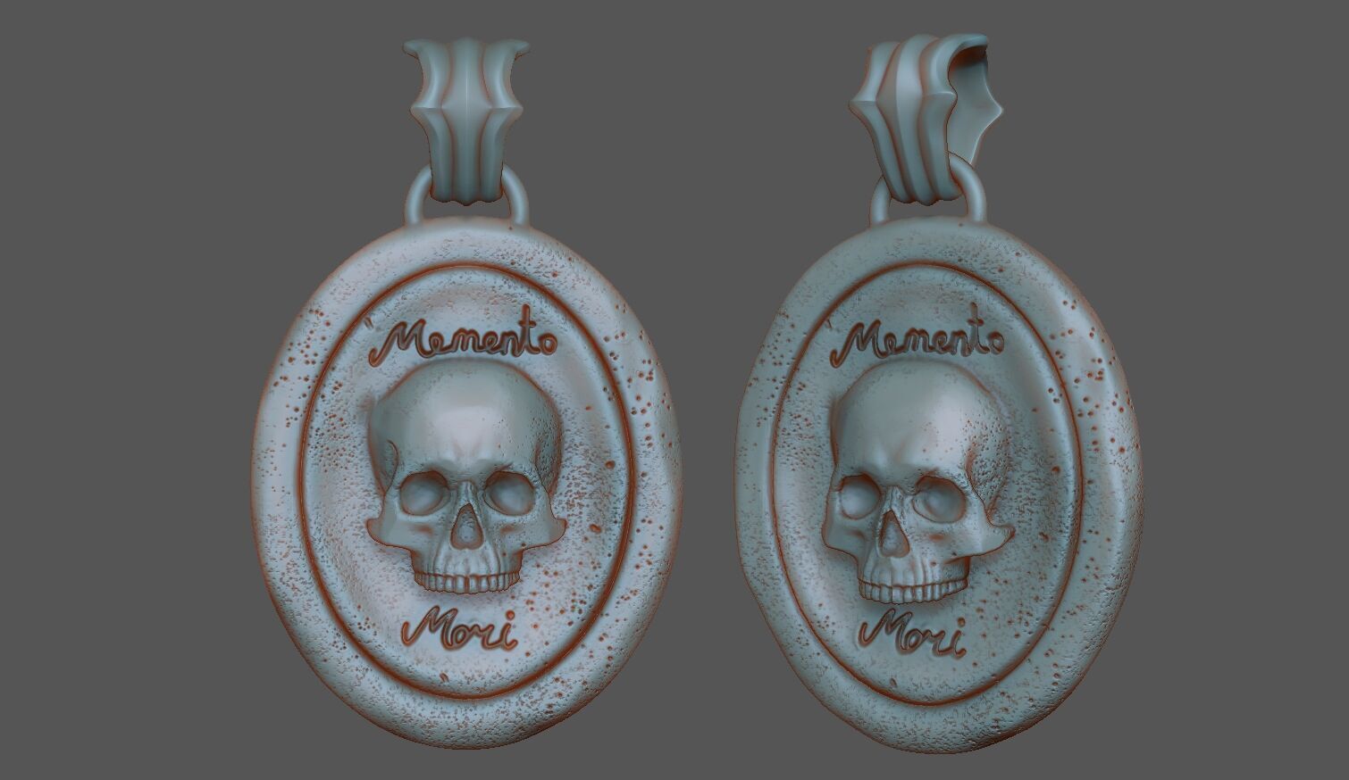 Memento Mori Skull Pendant CAD 3D print model_4