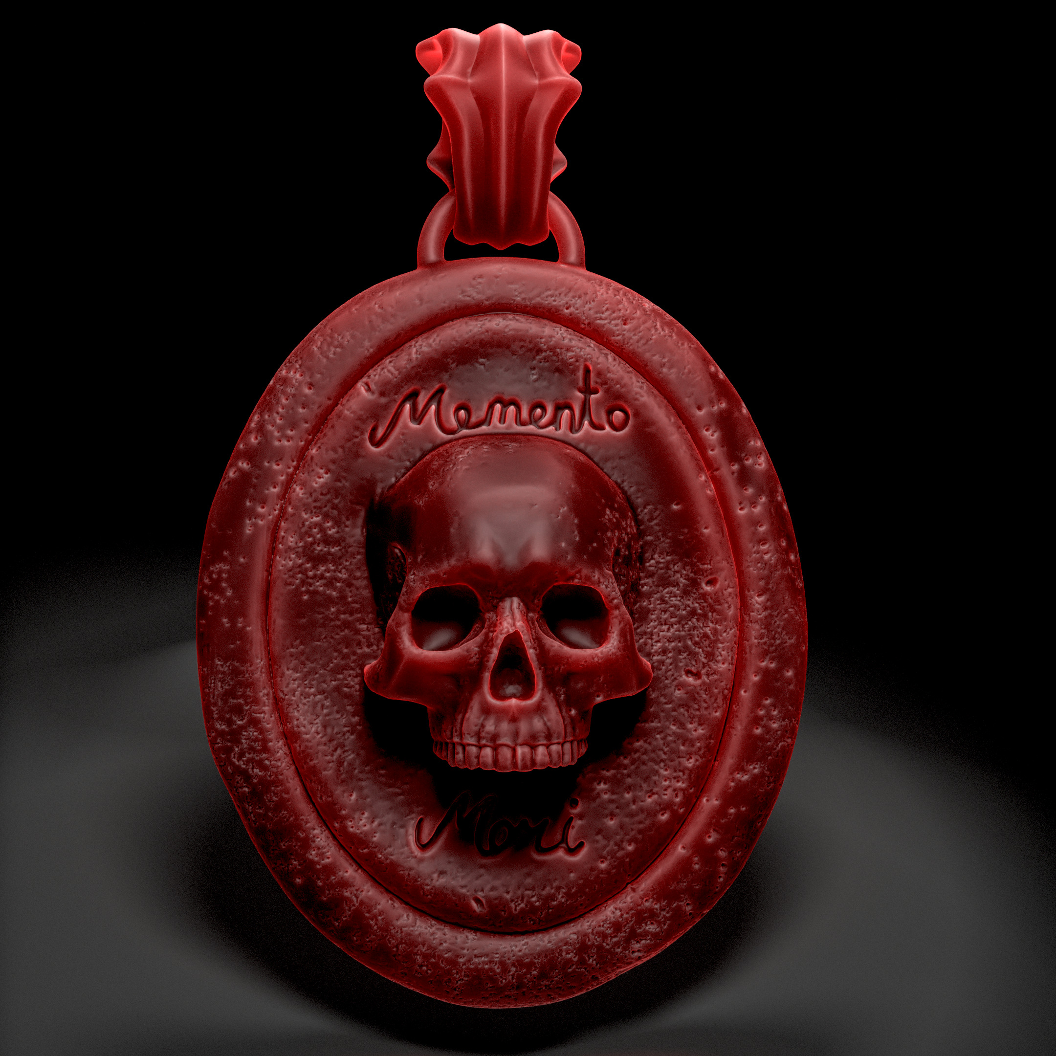Memento Mori Skull Pendant CAD 3D print model_2