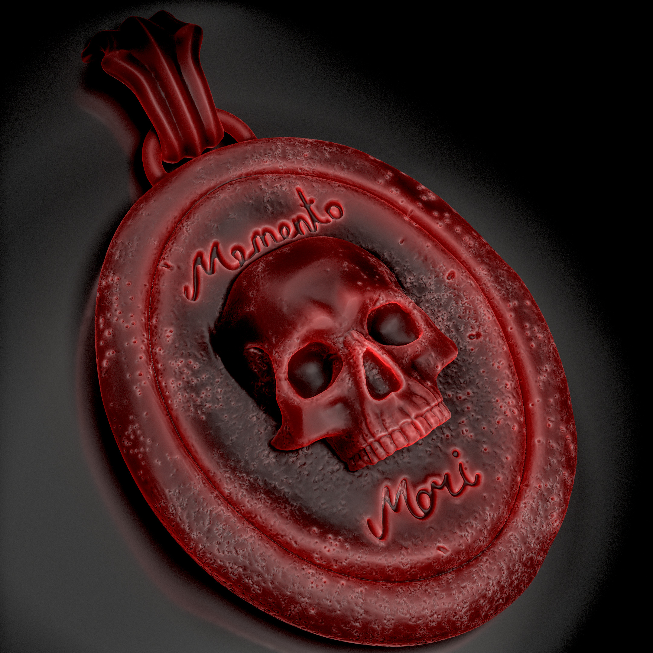 Memento Mori Skull Pendant CAD 3D print model_7