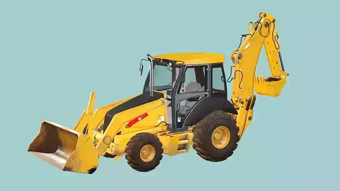Backhoe Loader Low Poly 3D Model Low-poly 3D model