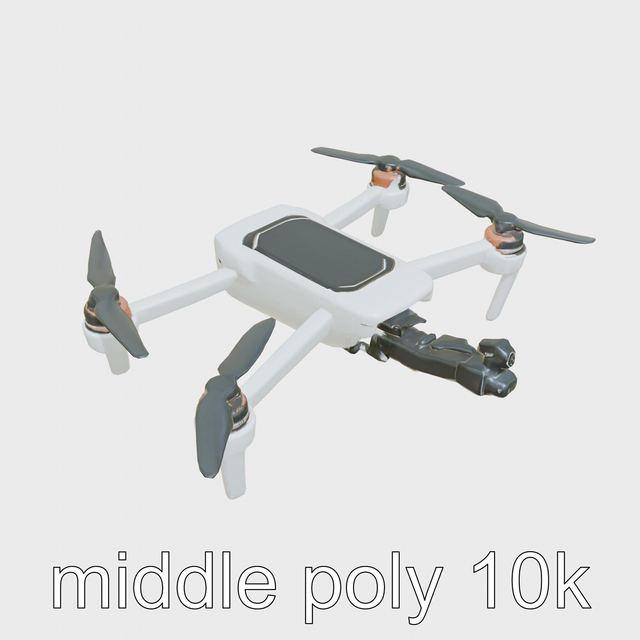 Urban Cleaner Drone Model Pack with Rotating Brush Low-poly 3D model_12