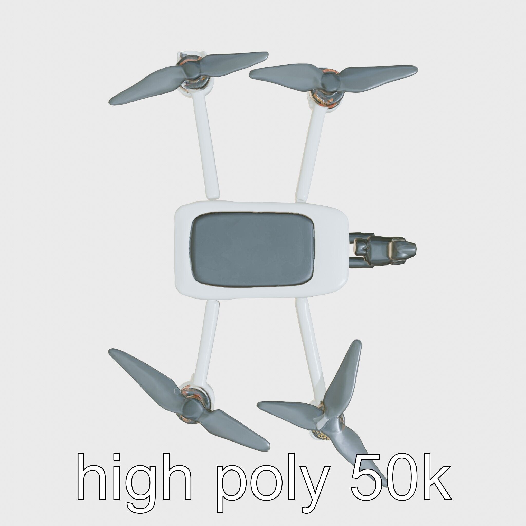 Urban Cleaner Drone Model Pack with Rotating Brush Low-poly 3D model_24