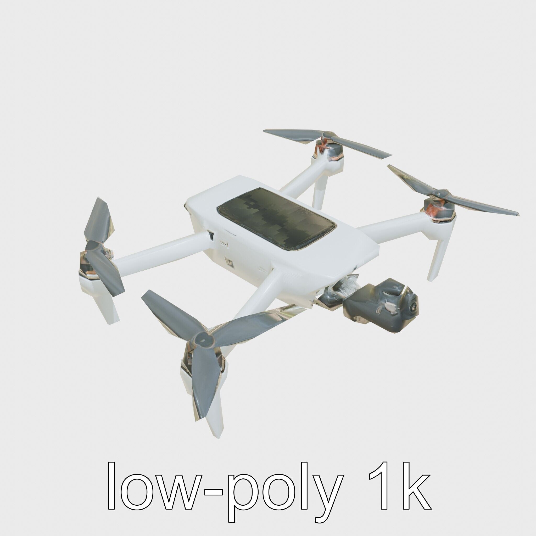 Urban Cleaner Drone Model Pack with Rotating Brush Low-poly 3D model_13
