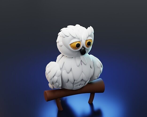 cute owl cartoon  character Free 3D model