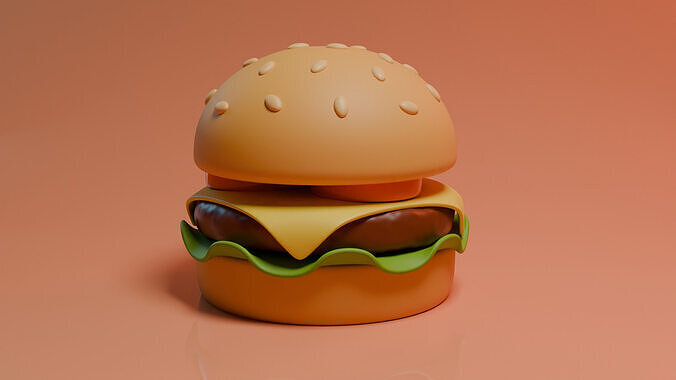 Stylized hamburger 3D model