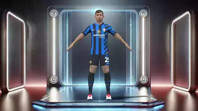 3D Rigged Nicolo Barella Inter Milan 2025 Low-poly 3D model