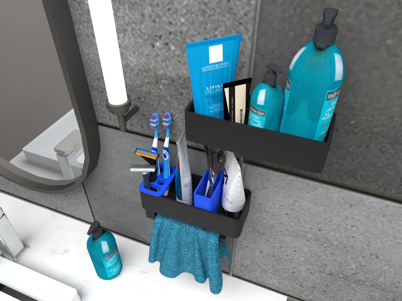 Bathroom shelf for grroming Free 3D print model_2