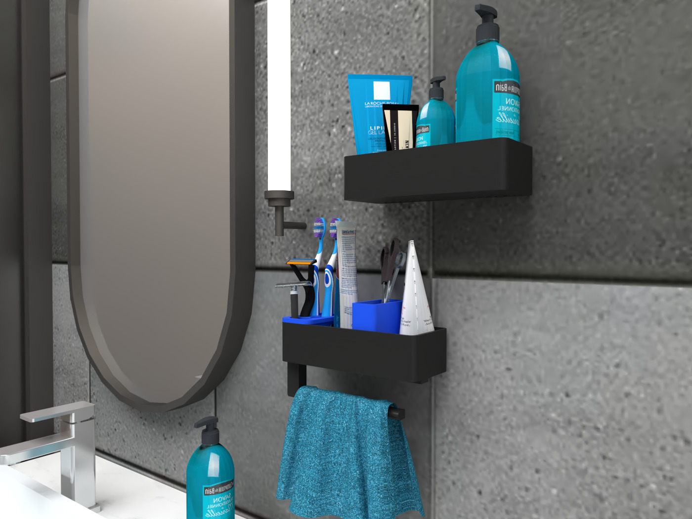 Bathroom shelf for grroming Free 3D print model_1