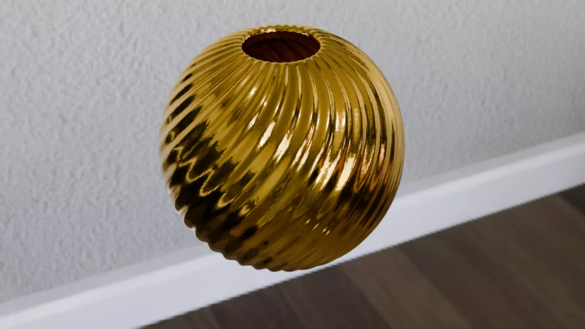 Golden Spiral Decorative Vase High-Quality 3D Model Low-poly 3D model_0