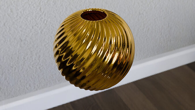 Golden Spiral Decorative Vase High-Quality 3D Model Low-poly 3D model