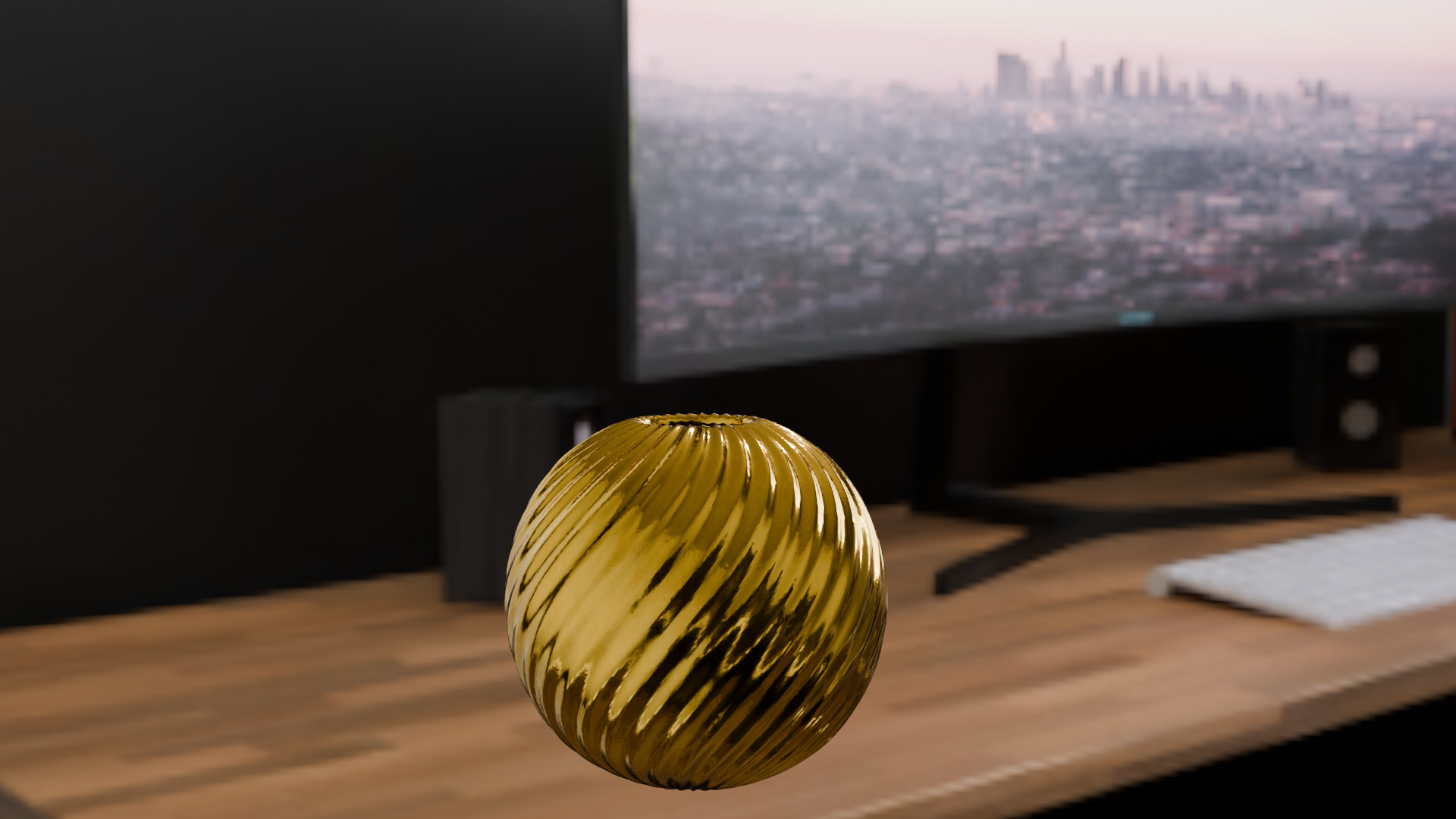 Golden Spiral Decorative Vase High-Quality 3D Model Low-poly 3D model_2