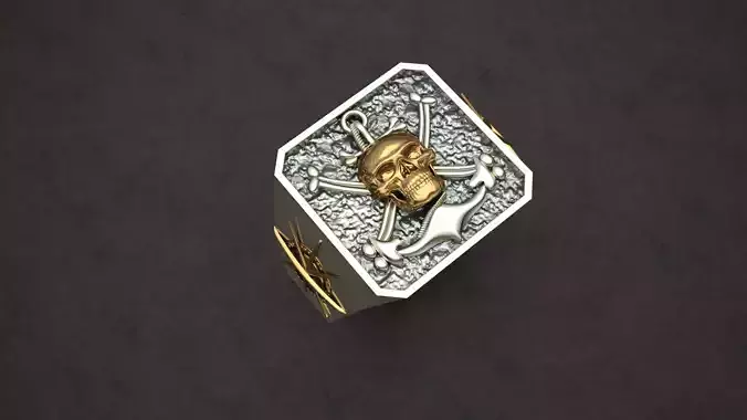 Anchor Skull Ring 3D print model