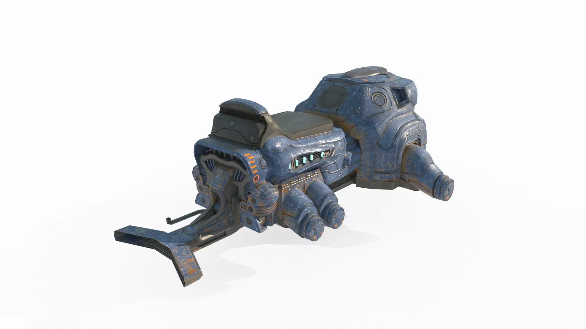 Science fiction style flying motorcycle 3D model_0