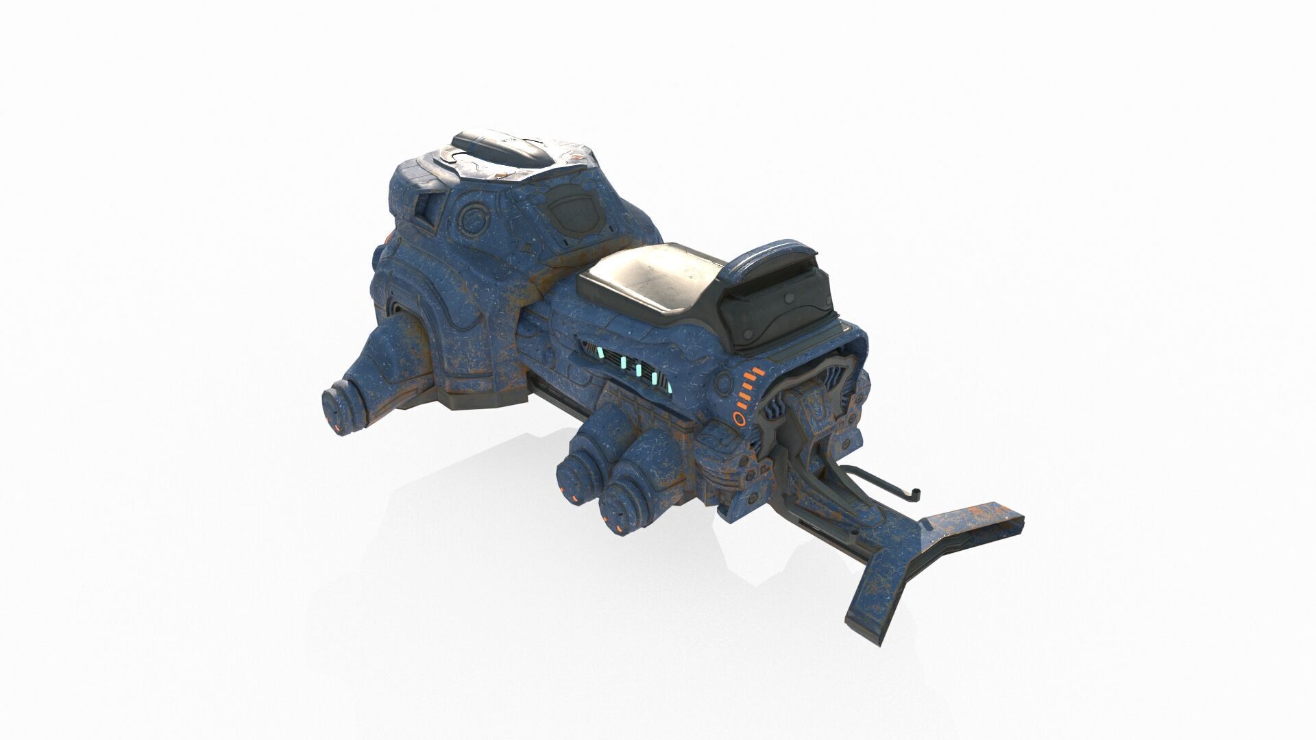 Science fiction style flying motorcycle 3D model_3