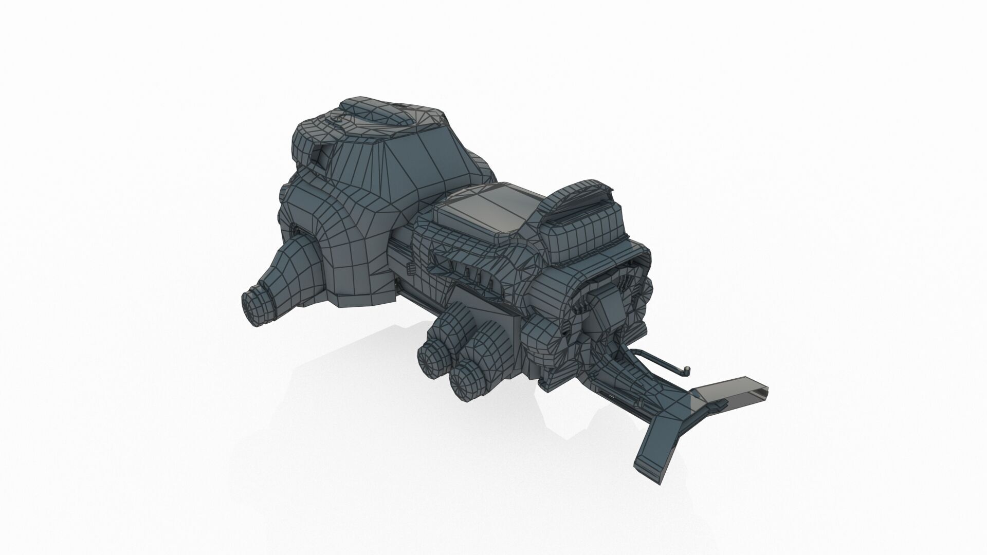 Science fiction style flying motorcycle 3D model_5
