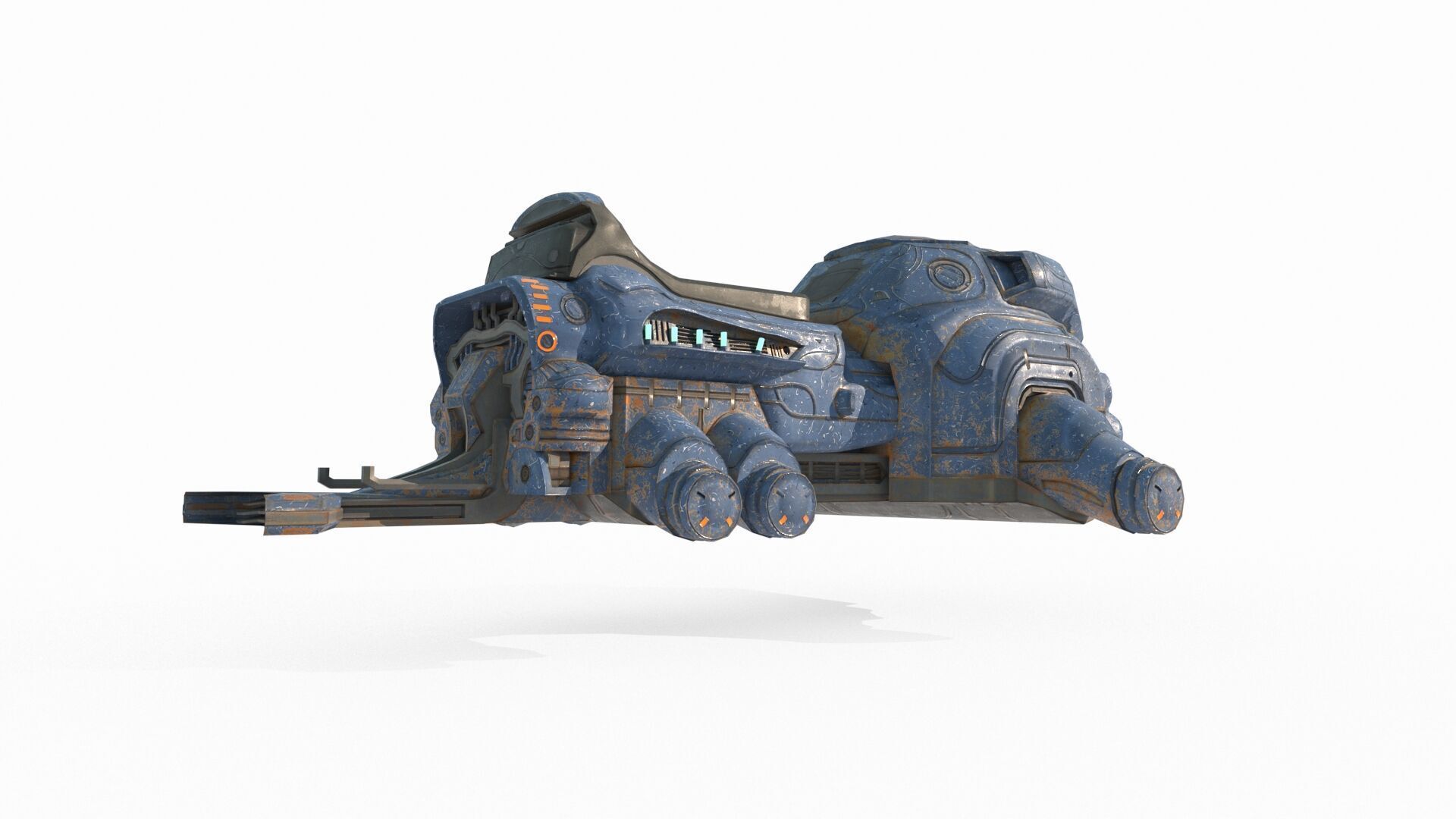 Science fiction style flying motorcycle 3D model_1