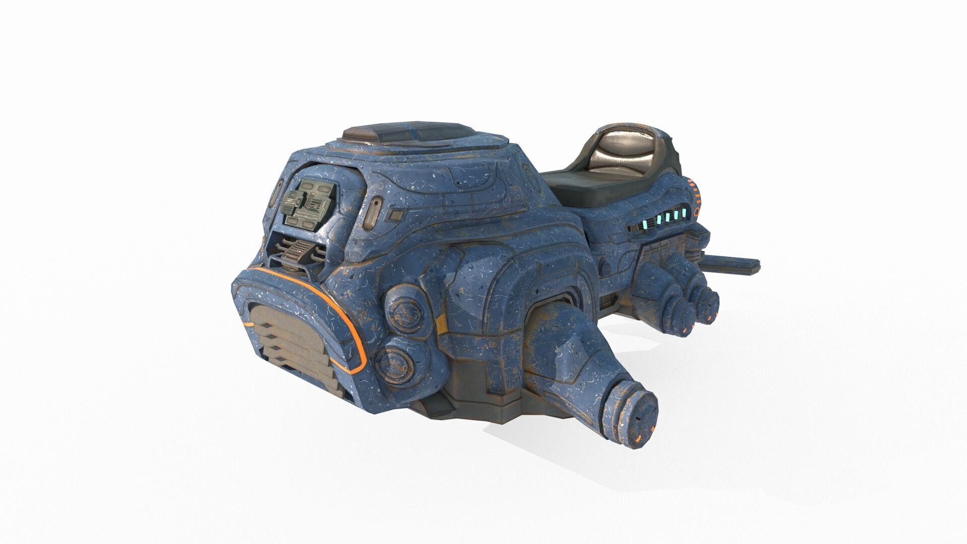 Science fiction style flying motorcycle 3D model_4