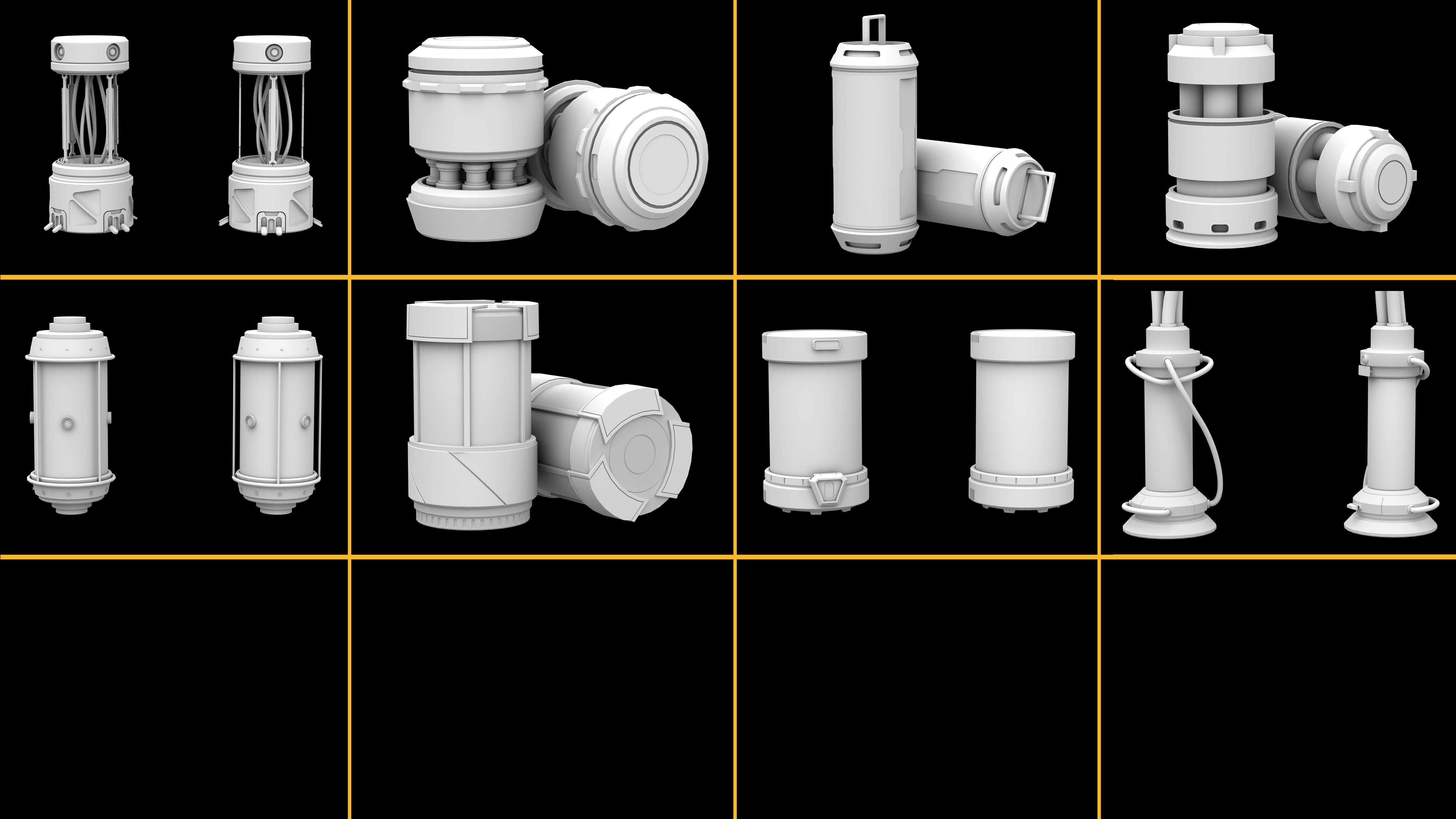 20 sci fi capsule and barrel kitbash 3D model_26