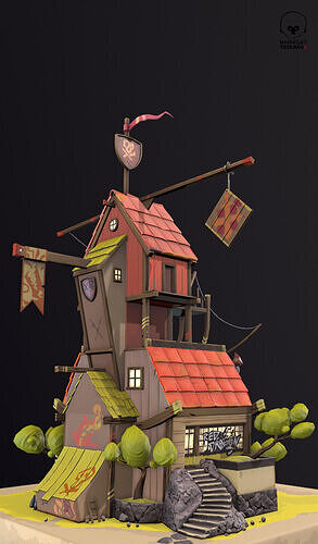 Stylish small house Low-poly 3D model