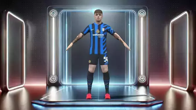 3D Rigged Nicola Zalewski Inter Milan 2025 Low-poly 3D model