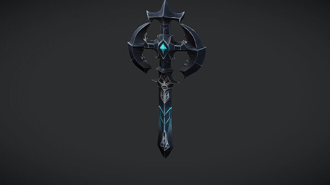 fantasy-themed battle axe 3D model