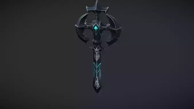fantasy-themed battle axe 3D model