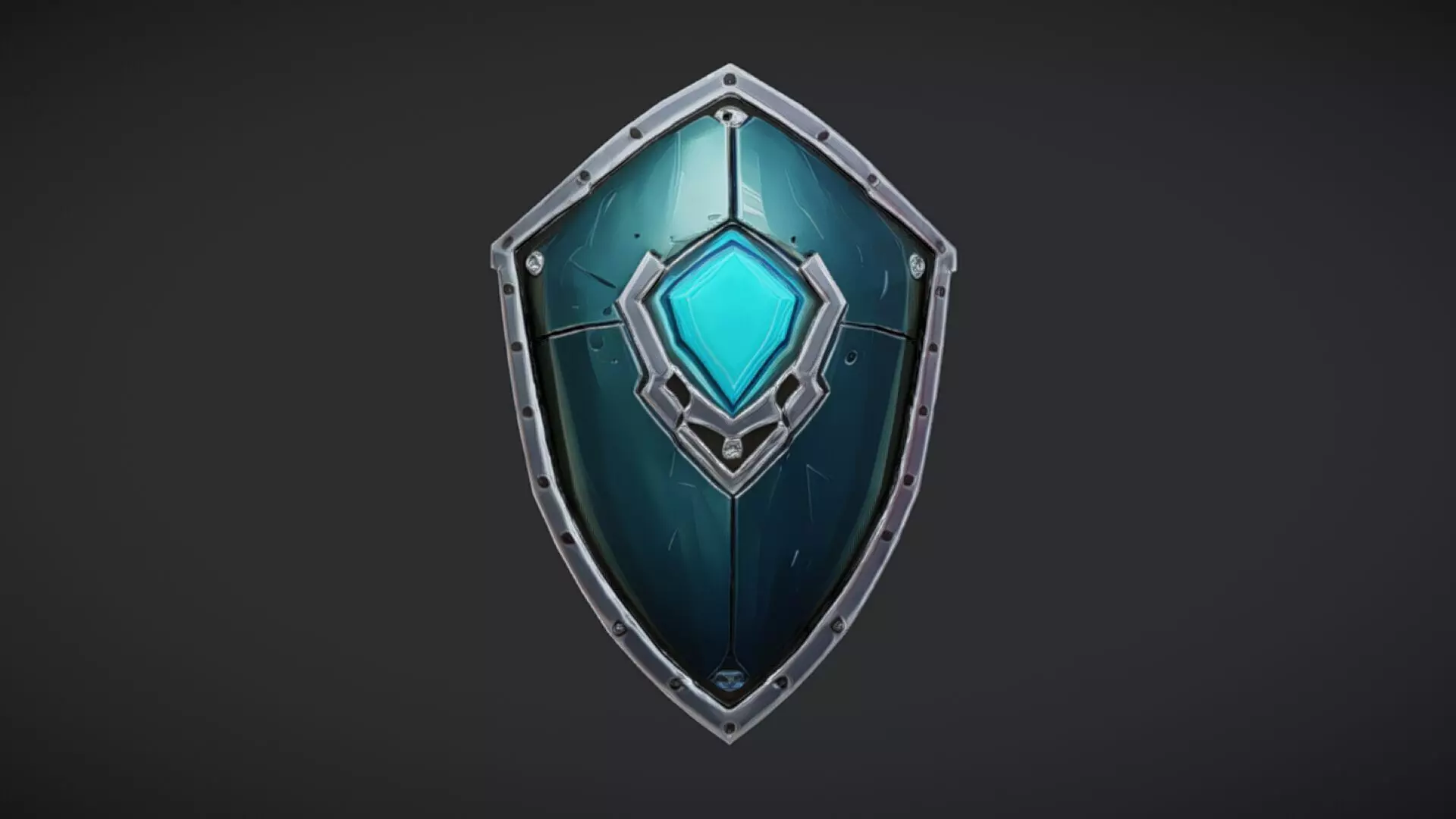 fantasy shield with glowing gem 3D model_0