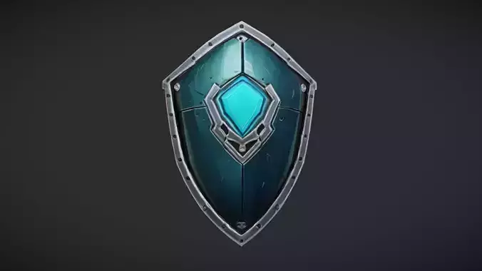 fantasy shield with glowing gem