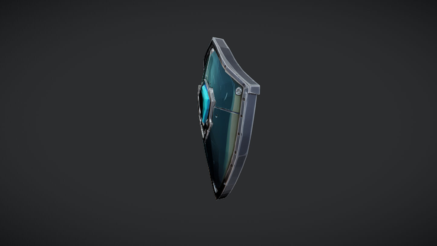 fantasy shield with glowing gem 3D model_2