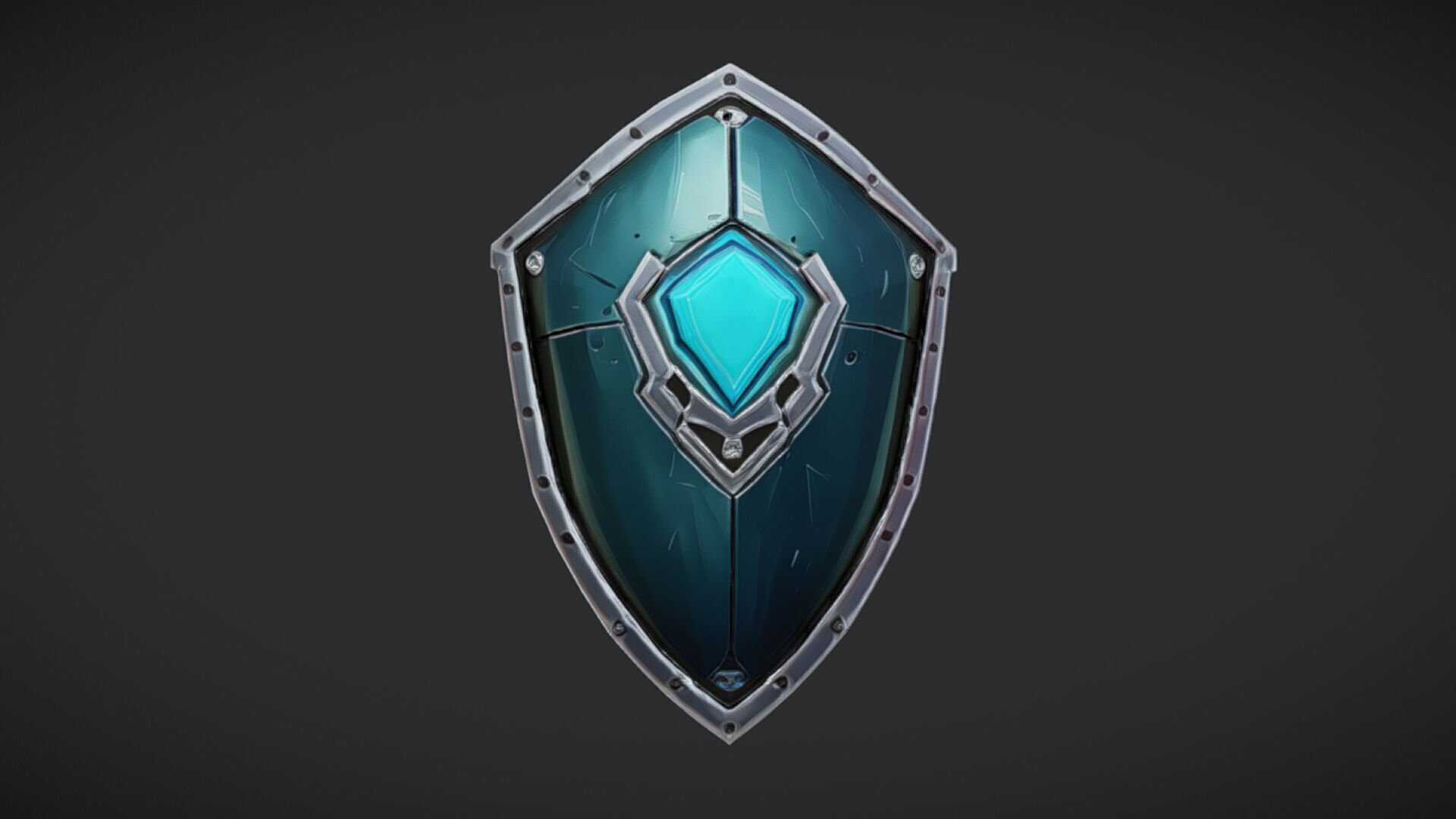 fantasy shield with glowing gem 3D model_6