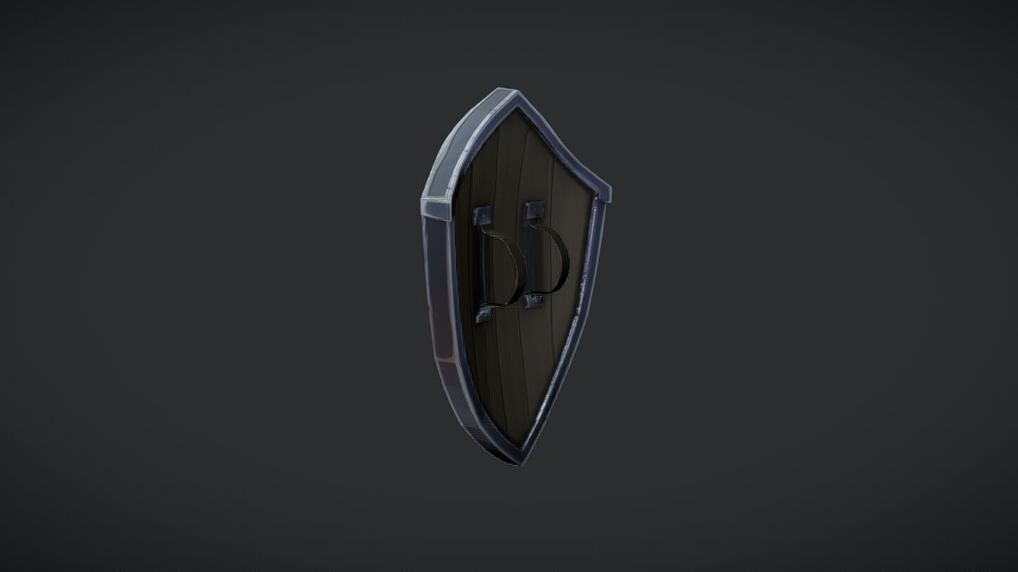 fantasy shield with glowing gem 3D model_3