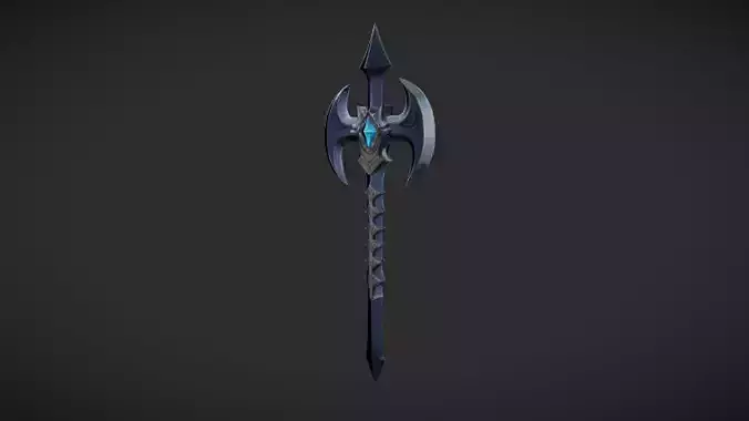 fantasy battle axe with blue accents