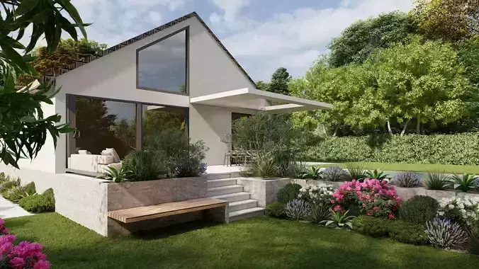 3D Exterior Scene 3D model design garden and landscape