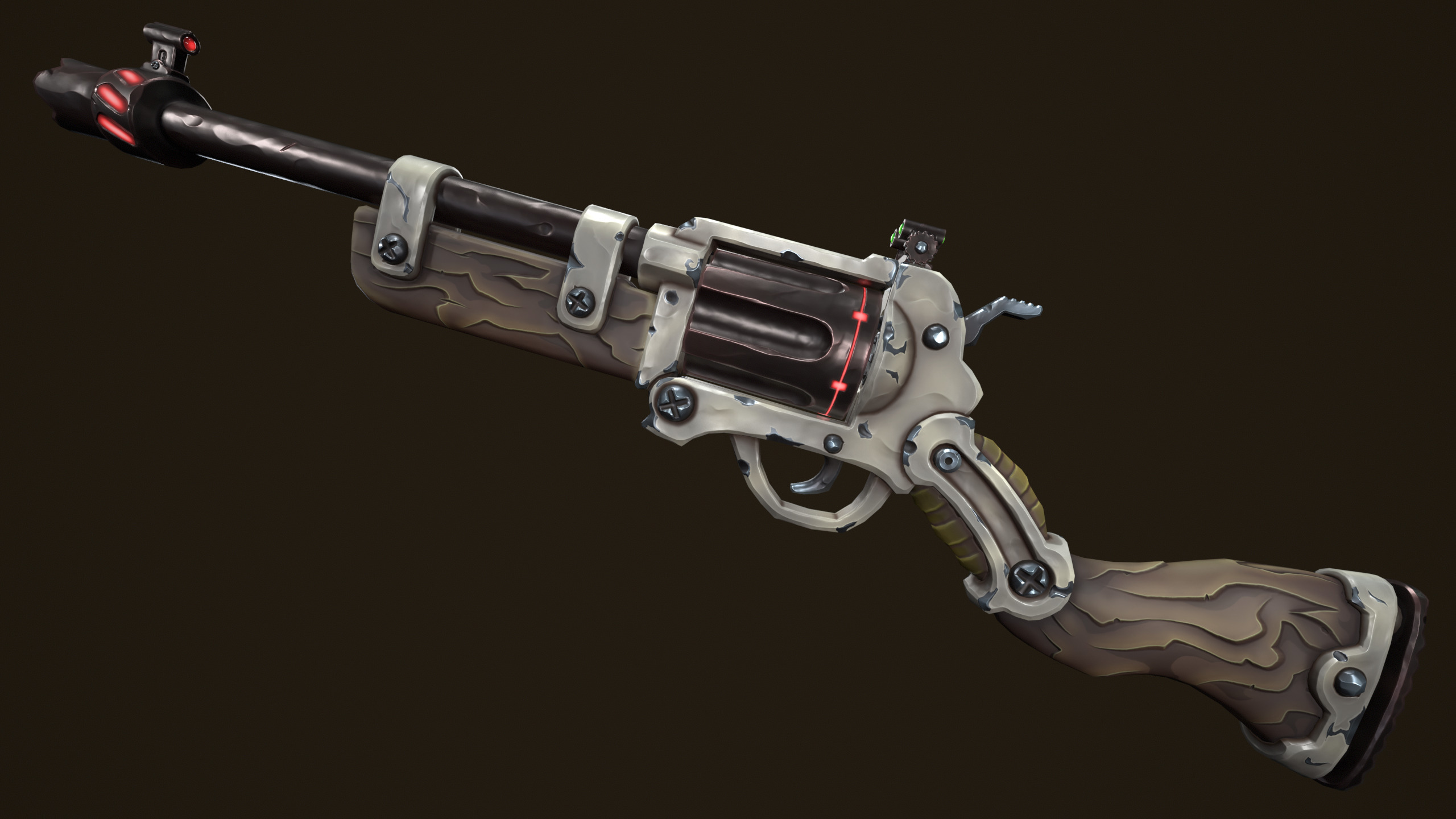 Modular combat rifle shotgun revolver Low-poly 3D model_8