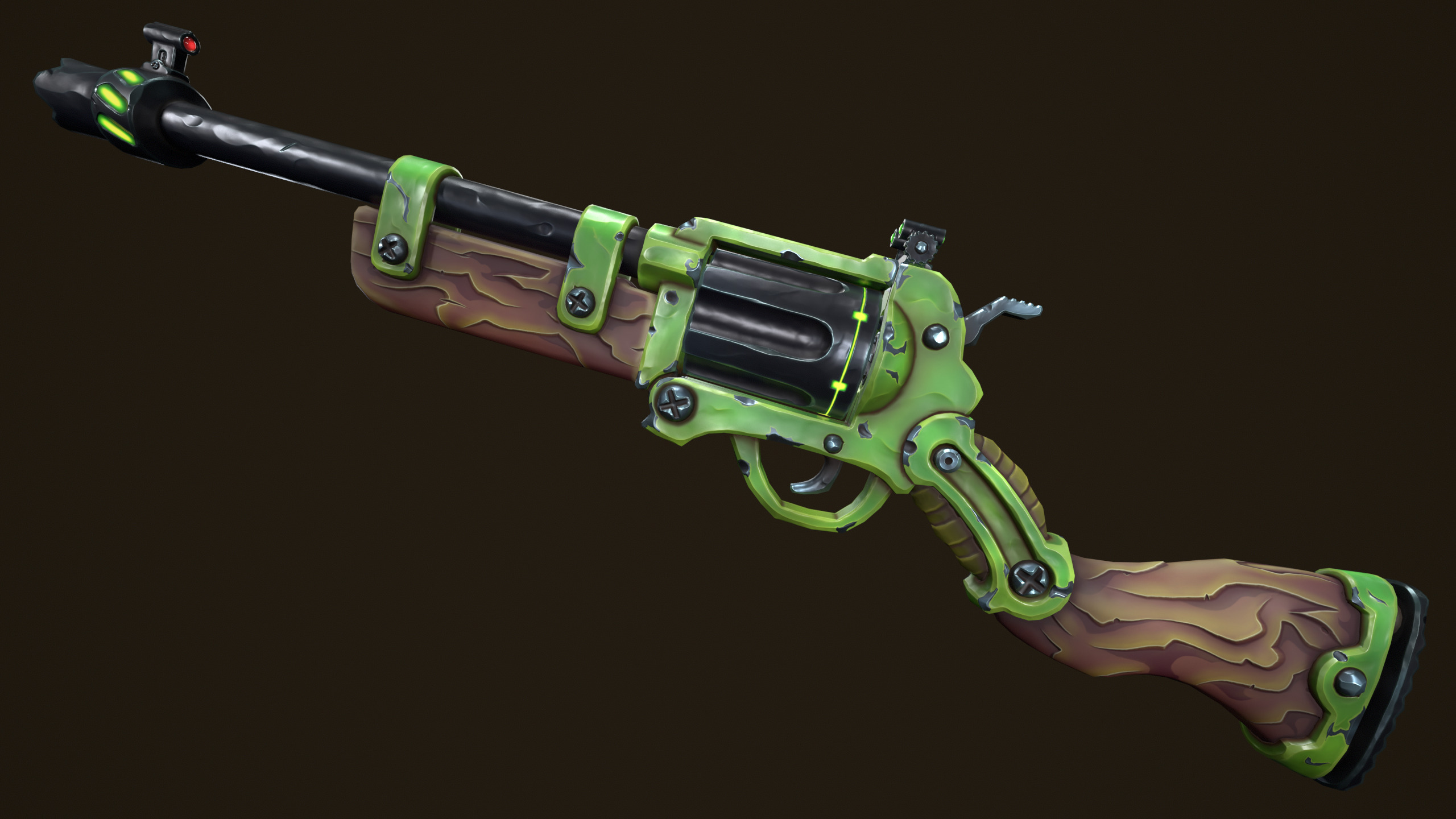 Modular combat rifle shotgun revolver Low-poly 3D model_4